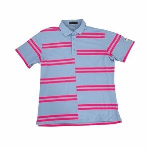 G/Fore Polo Golf Blue Pink Striped Mens Medium